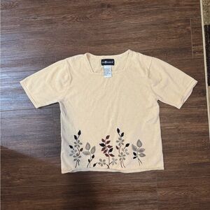 Sag Harbor Cream Knit Short Sleeve Top